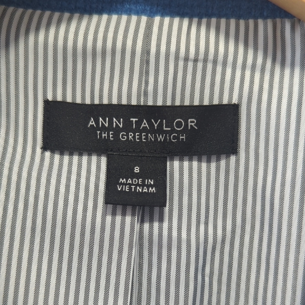 Ann Taylor Tweed Blue Blazer Jacket Size 8 - Picture 4 of 13